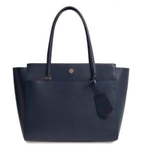 Tory Burch Parker Navy Blue Leather Tote
